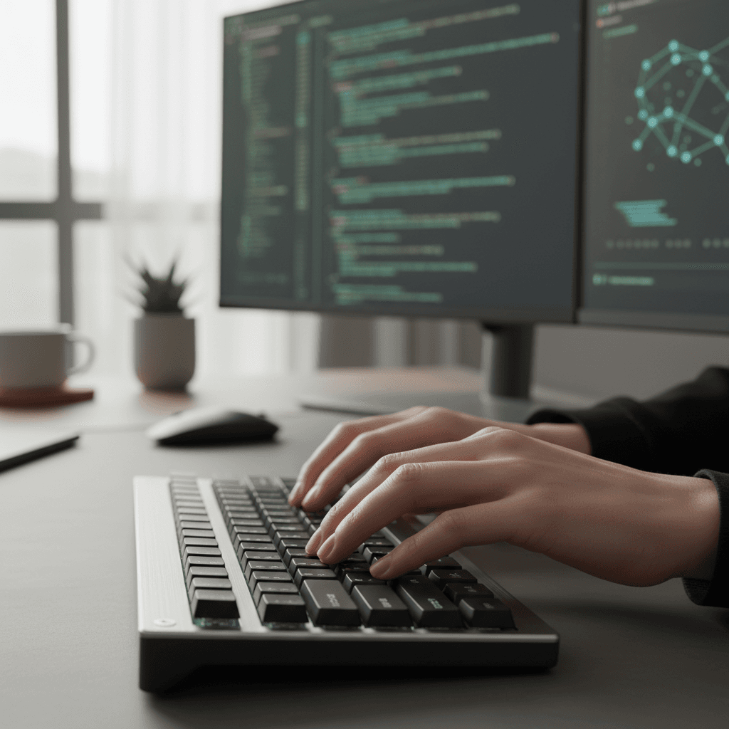 Developer writing clean code for mobile app